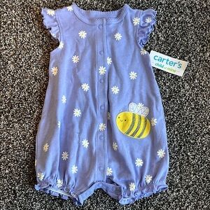 Carter's Child of Mine Purple Romper with Bee Design